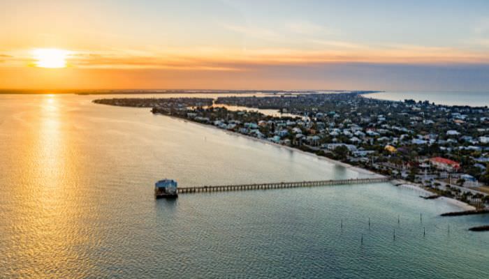 anna maria island florida pier and beach aerial